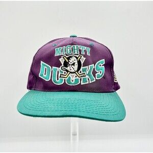 Vintage Anaheim Mighty Ducks Hat Cap Snap Back Purple Teal NHL Hockey Mens 90s